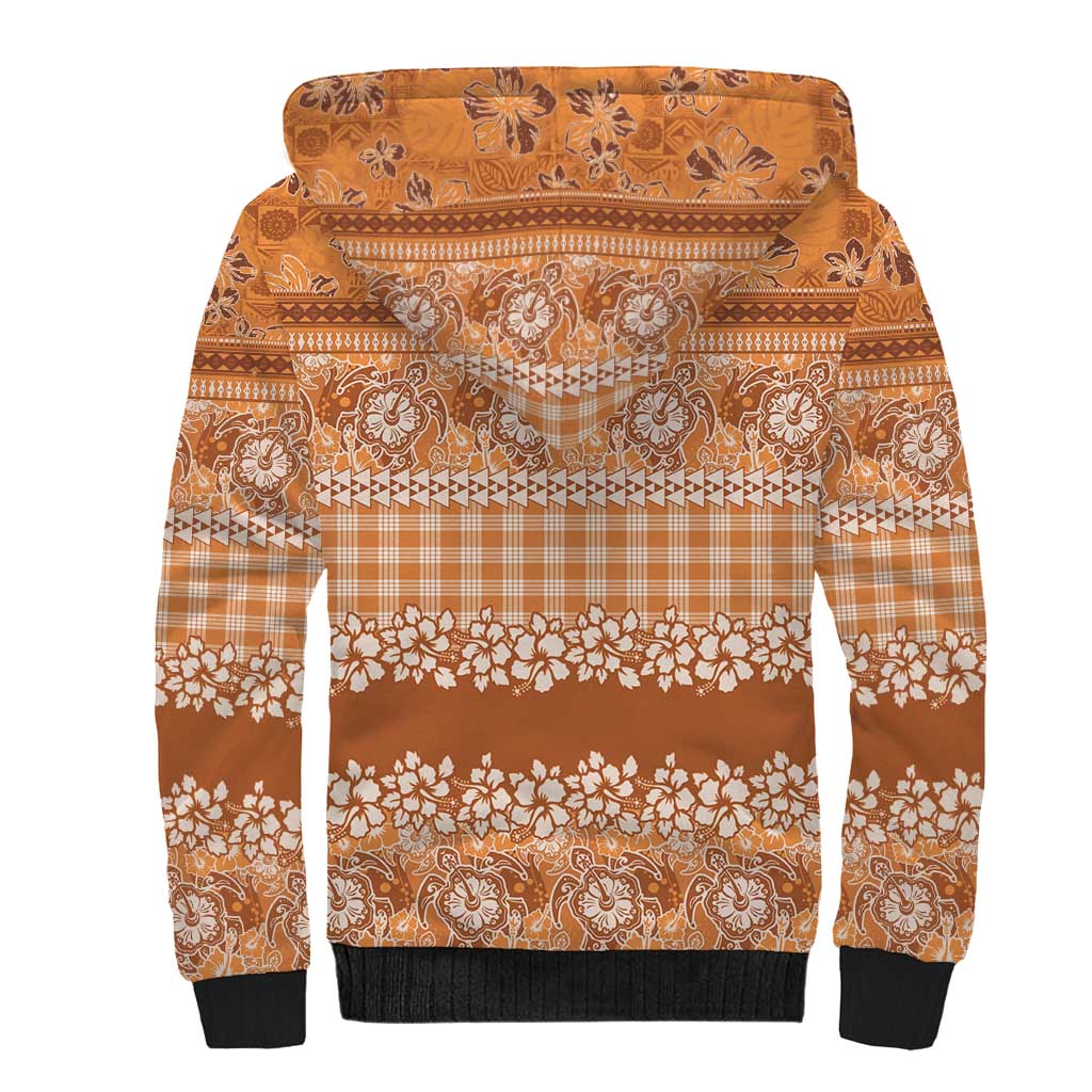 Hawaiian Hibiscus Honu Sherpa Hoodie Gold Mele Kalikimaka Palaka Spirit LT9 - Polynesian Pride