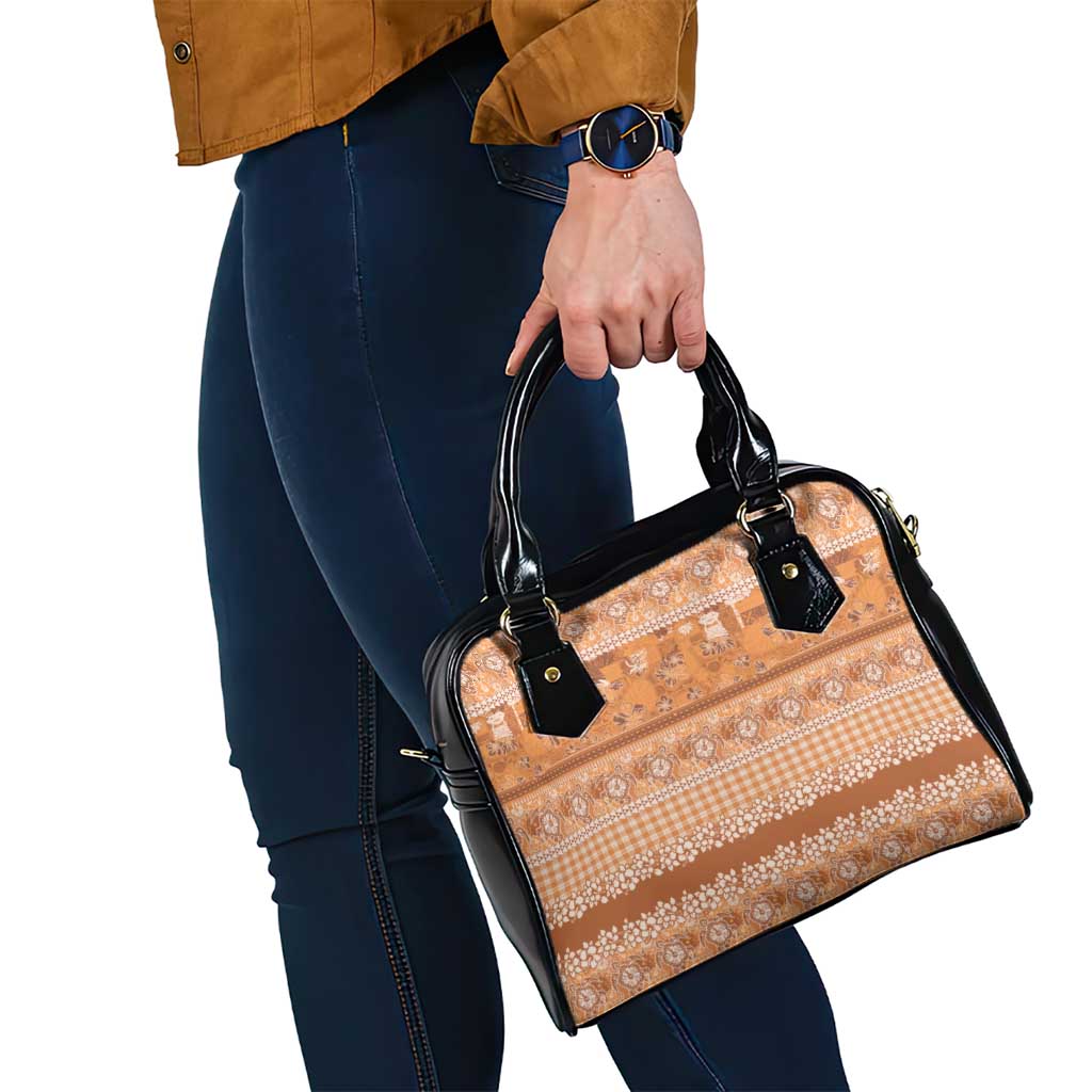 Hawaiian Hibiscus Honu Shoulder Handbag Gold Mele Kalikimaka Palaka Spirit - Polynesian Pride