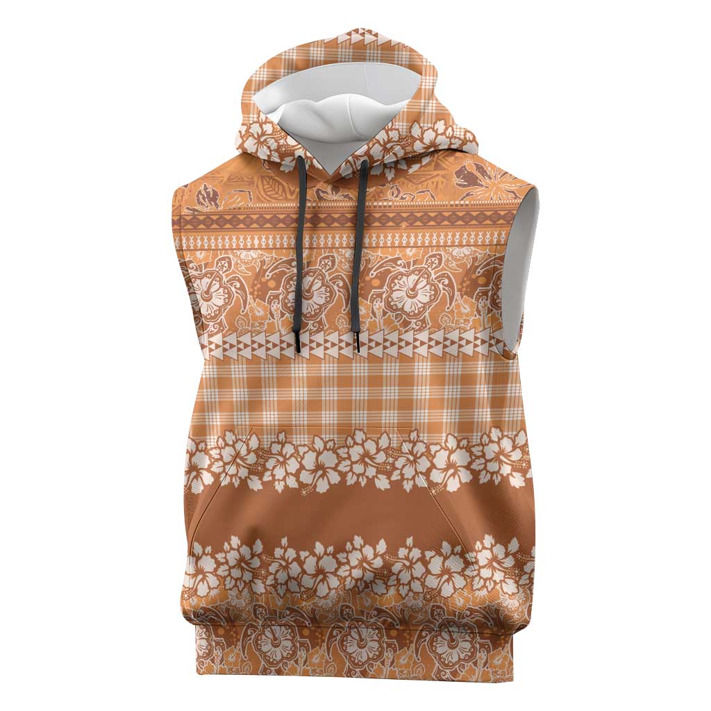 Hawaiian Hibiscus Honu Sleeveless Hoodie Gold Mele Kalikimaka Palaka Spirit LT9 Gold - Polynesian Pride
