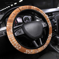 Hawaiian Hibiscus Honu Steering Wheel Cover Gold Mele Kalikimaka Palaka Spirit LT9 Universal Fit Gold - Polynesian Pride