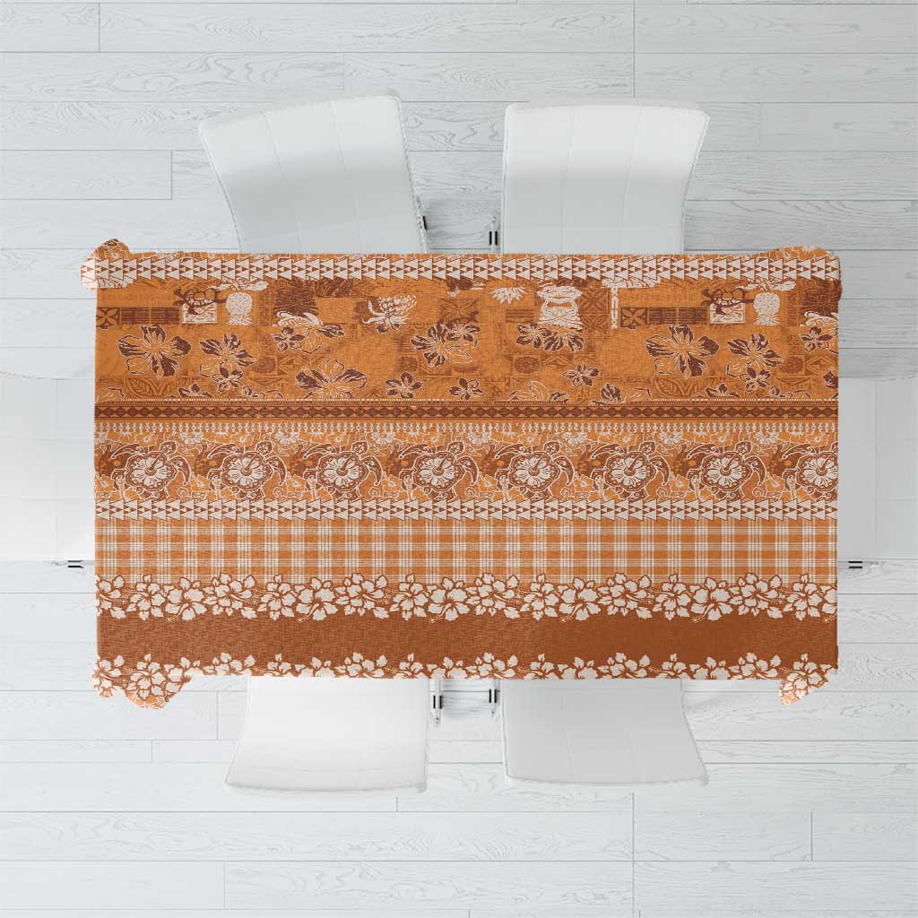 Hawaiian Hibiscus Honu Tablecloth Gold Mele Kalikimaka Palaka Spirit - Polynesian Pride