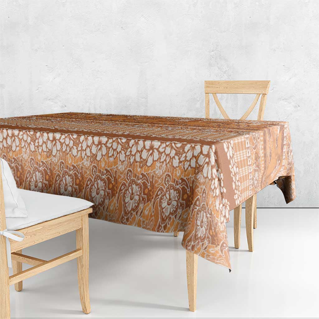 Hawaiian Hibiscus Honu Tablecloth Gold Mele Kalikimaka Palaka Spirit - Polynesian Pride