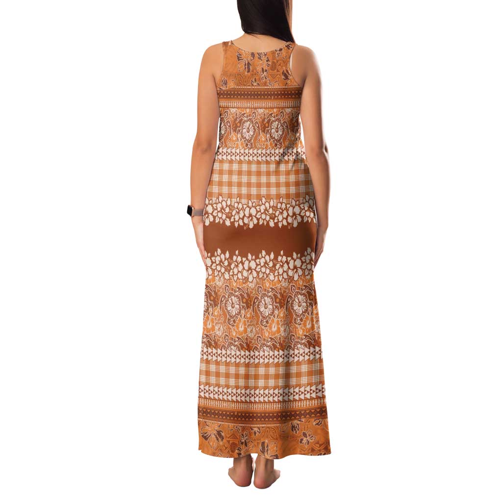Hawaiian Hibiscus Honu Tank Maxi Dress Gold Mele Kalikimaka Palaka Spirit LT9 - Polynesian Pride
