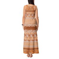 Hawaiian Hibiscus Honu Tank Maxi Dress Gold Mele Kalikimaka Palaka Spirit LT9 - Polynesian Pride