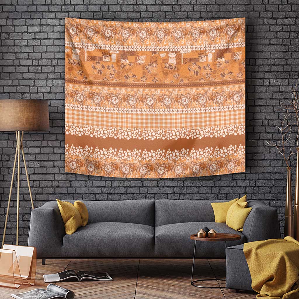 Hawaiian Hibiscus Honu Tapestry Gold Mele Kalikimaka Palaka Spirit LT9 Gold - Polynesian Pride