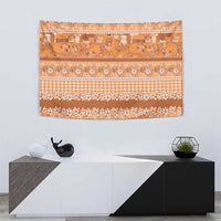 Hawaiian Hibiscus Honu Tapestry Gold Mele Kalikimaka Palaka Spirit LT9 - Polynesian Pride