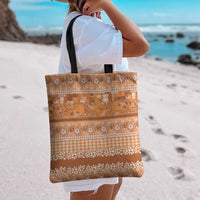 Hawaiian Hibiscus Honu Tote Bag Gold Mele Kalikimaka Palaka Spirit - Polynesian Pride