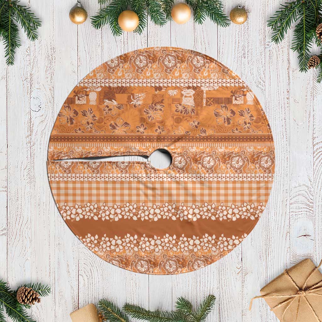 Hawaiian Hibiscus Honu Tree Skirt Gold Mele Kalikimaka Palaka Spirit - Polynesian Pride