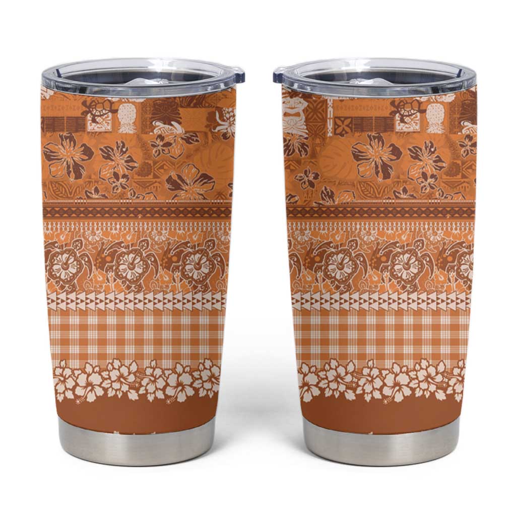 Hawaiian Hibiscus Honu Tumbler Cup Gold Mele Kalikimaka Palaka Spirit LT9 Gold - Polynesian Pride