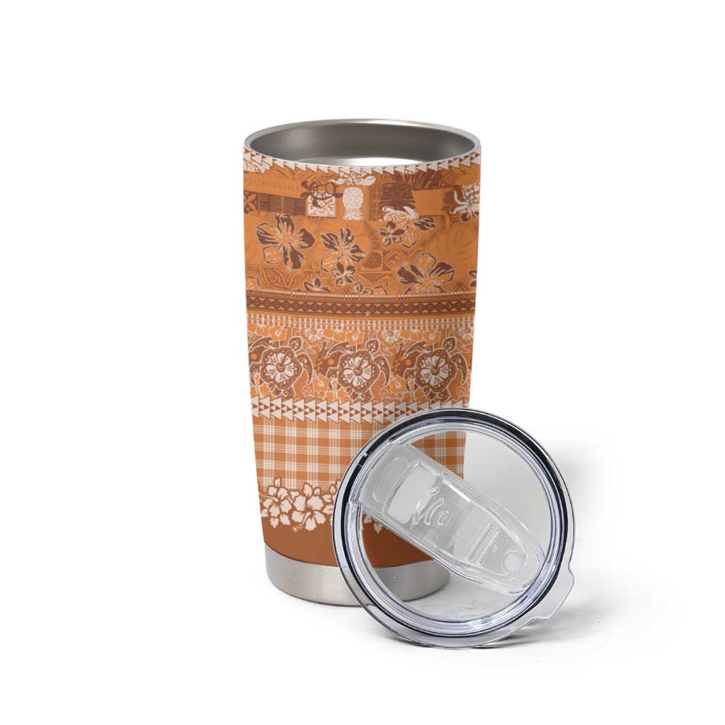 Hawaiian Hibiscus Honu Tumbler Cup Gold Mele Kalikimaka Palaka Spirit LT9 - Polynesian Pride