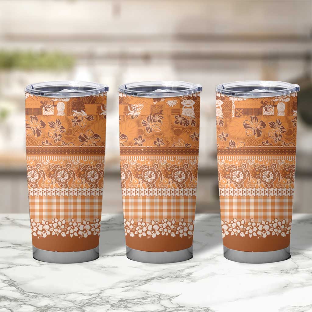 Hawaiian Hibiscus Honu Tumbler Cup Gold Mele Kalikimaka Palaka Spirit LT9 - Polynesian Pride