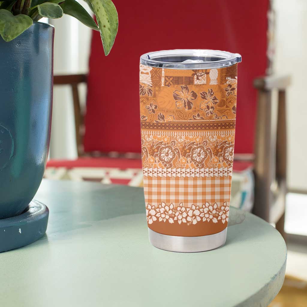 Hawaiian Hibiscus Honu Tumbler Cup Gold Mele Kalikimaka Palaka Spirit LT9 - Polynesian Pride