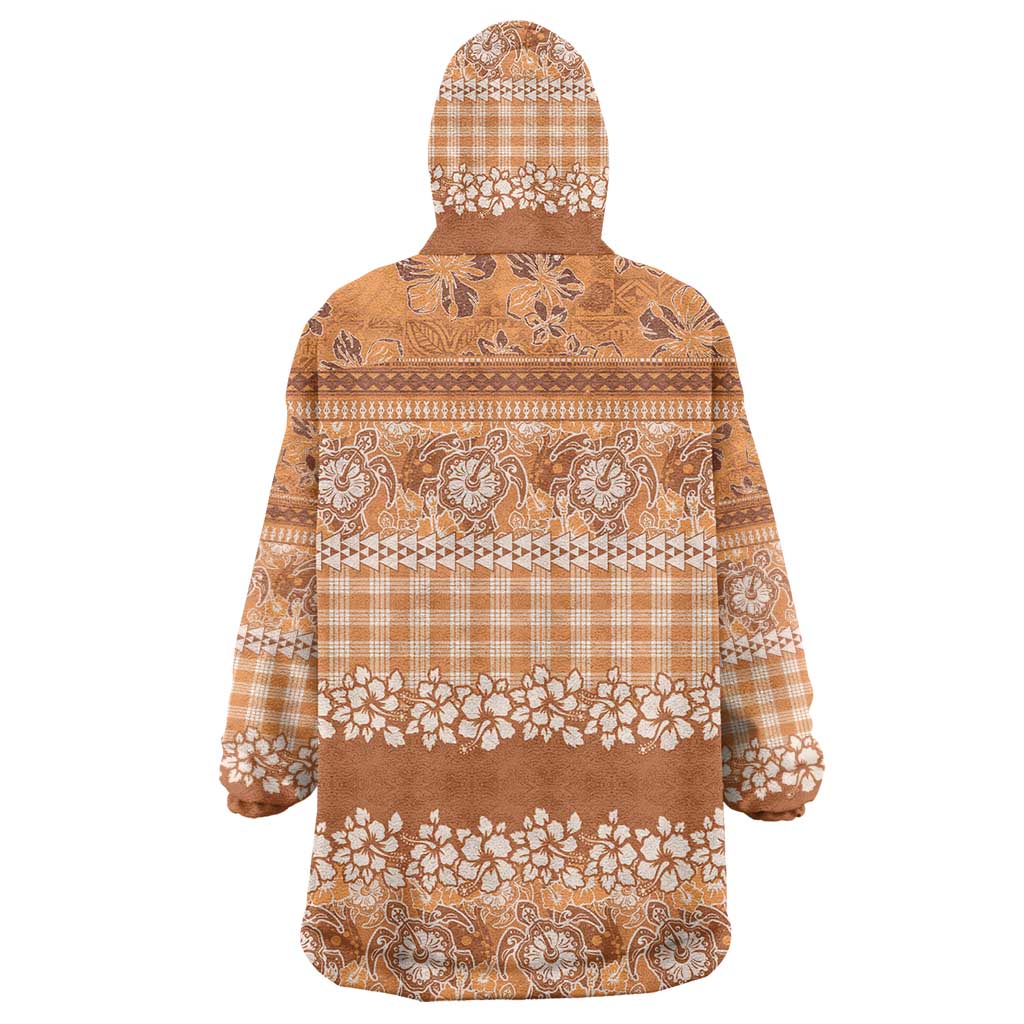 Hawaiian Hibiscus Honu Wearable Blanket Hoodie Gold Mele Kalikimaka Palaka Spirit LT9 - Polynesian Pride