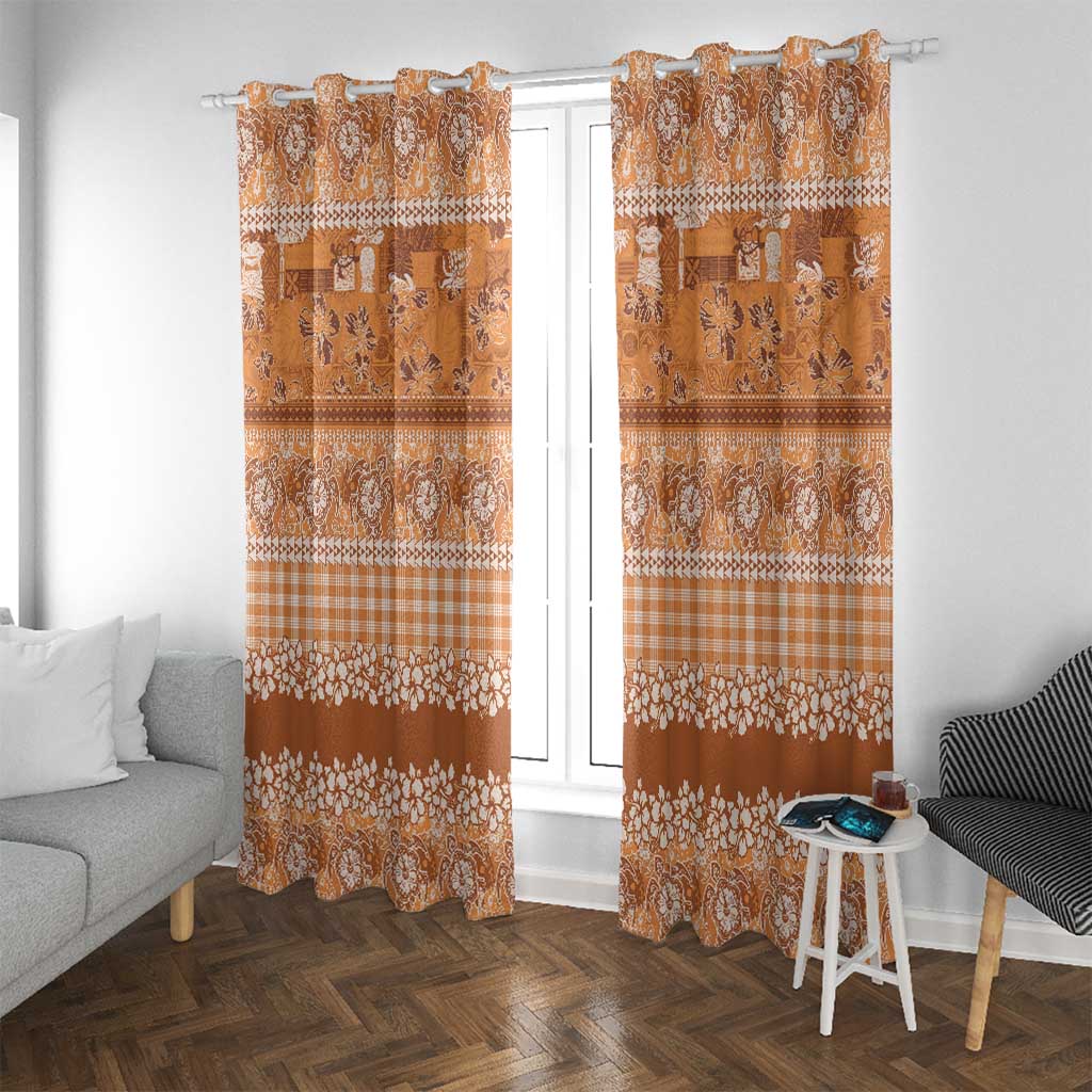 Hawaiian Hibiscus Honu Window Curtain Gold Mele Kalikimaka Palaka Spirit - Polynesian Pride