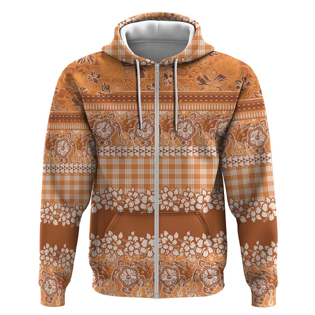Hawaiian Hibiscus Honu Zip Hoodie Gold Mele Kalikimaka Palaka Spirit LT9 Zip Hoodie Gold - Polynesian Pride