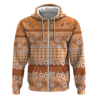 Hawaiian Hibiscus Honu Zip Hoodie Gold Mele Kalikimaka Palaka Spirit LT9 Zip Hoodie Gold - Polynesian Pride
