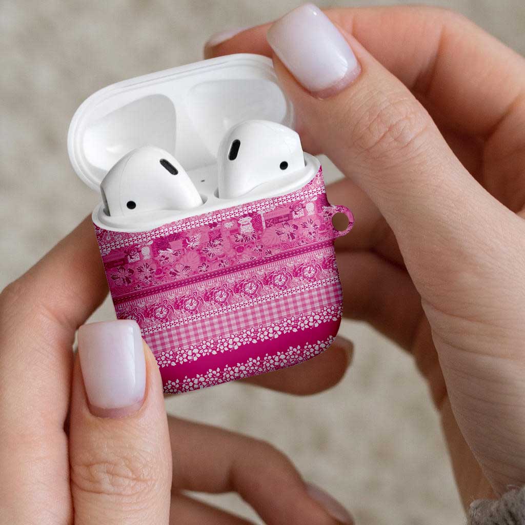 Hawaiian Hibiscus Honu AirPods Case Pink Mele Kalikimaka Palaka Spirit - Polynesian Pride