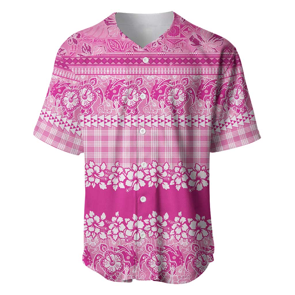 Hawaiian Hibiscus Honu Baseball Jersey Pink Mele Kalikimaka Palaka Spirit - Polynesian Pride