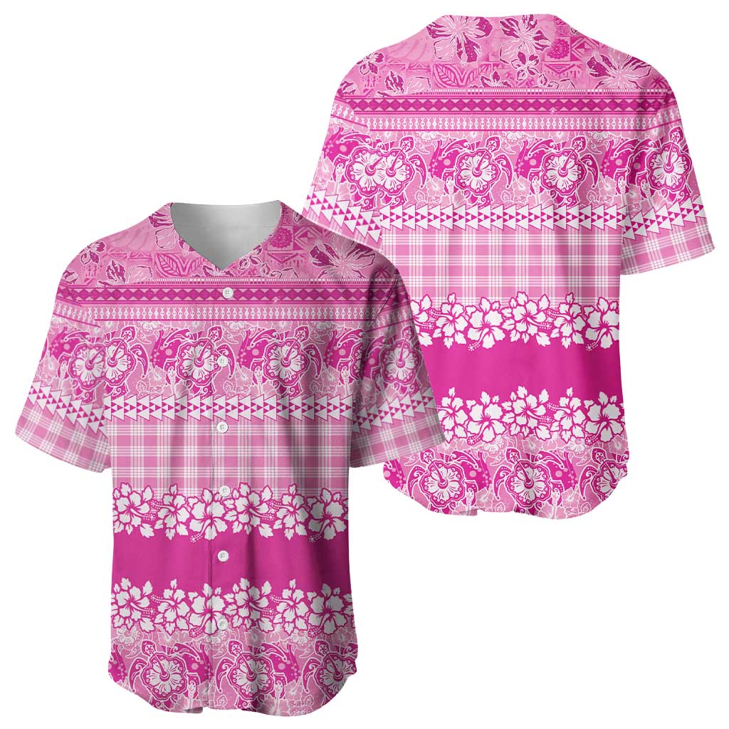 Hawaiian Hibiscus Honu Baseball Jersey Pink Mele Kalikimaka Palaka Spirit - Polynesian Pride