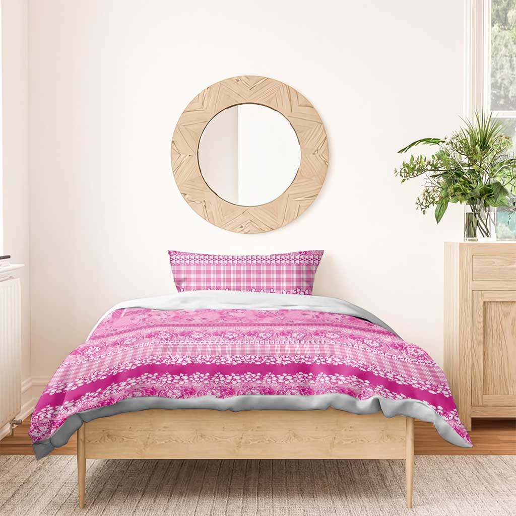 Hawaiian Hibiscus Honu Bedding Set Pink Mele Kalikimaka Palaka Spirit - Polynesian Pride