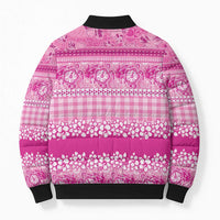 Hawaiian Hibiscus Honu Bomber Puffer Jacket Pink Mele Kalikimaka Palaka Spirit LT9 - Polynesian Pride
