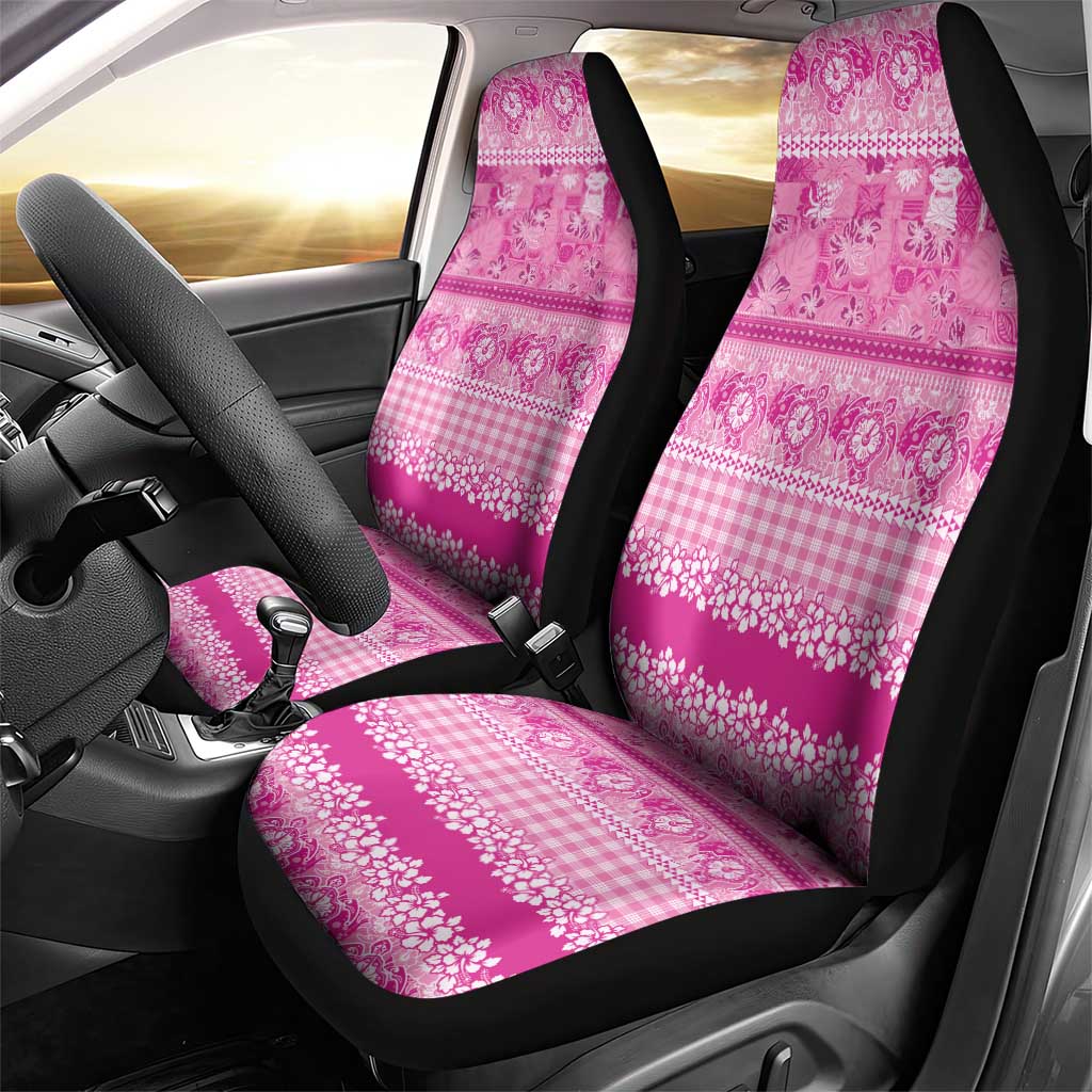 Hawaiian Hibiscus Honu Car Seat Cover Pink Mele Kalikimaka Palaka Spirit LT9 - Polynesian Pride