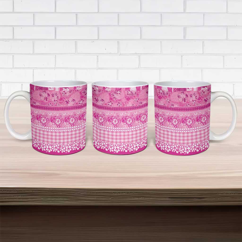 Hawaiian Hibiscus Honu Ceramic Mug Pink Mele Kalikimaka Palaka Spirit - Polynesian Pride
