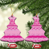 Hawaiian Hibiscus Honu Ceramic Ornament Pink Mele Kalikimaka Palaka Spirit - Polynesian Pride