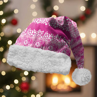 Hawaiian Hibiscus Honu Christmas Santa Hat Pink Mele Kalikimaka Palaka Spirit LT9 With Fur Pink - Polynesian Pride
