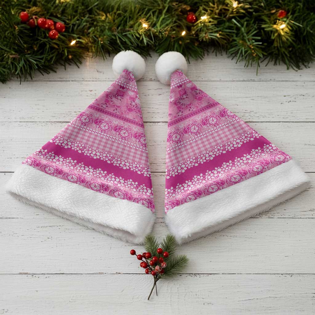 Hawaiian Hibiscus Honu Christmas Santa Hat Pink Mele Kalikimaka Palaka Spirit LT9 - Polynesian Pride