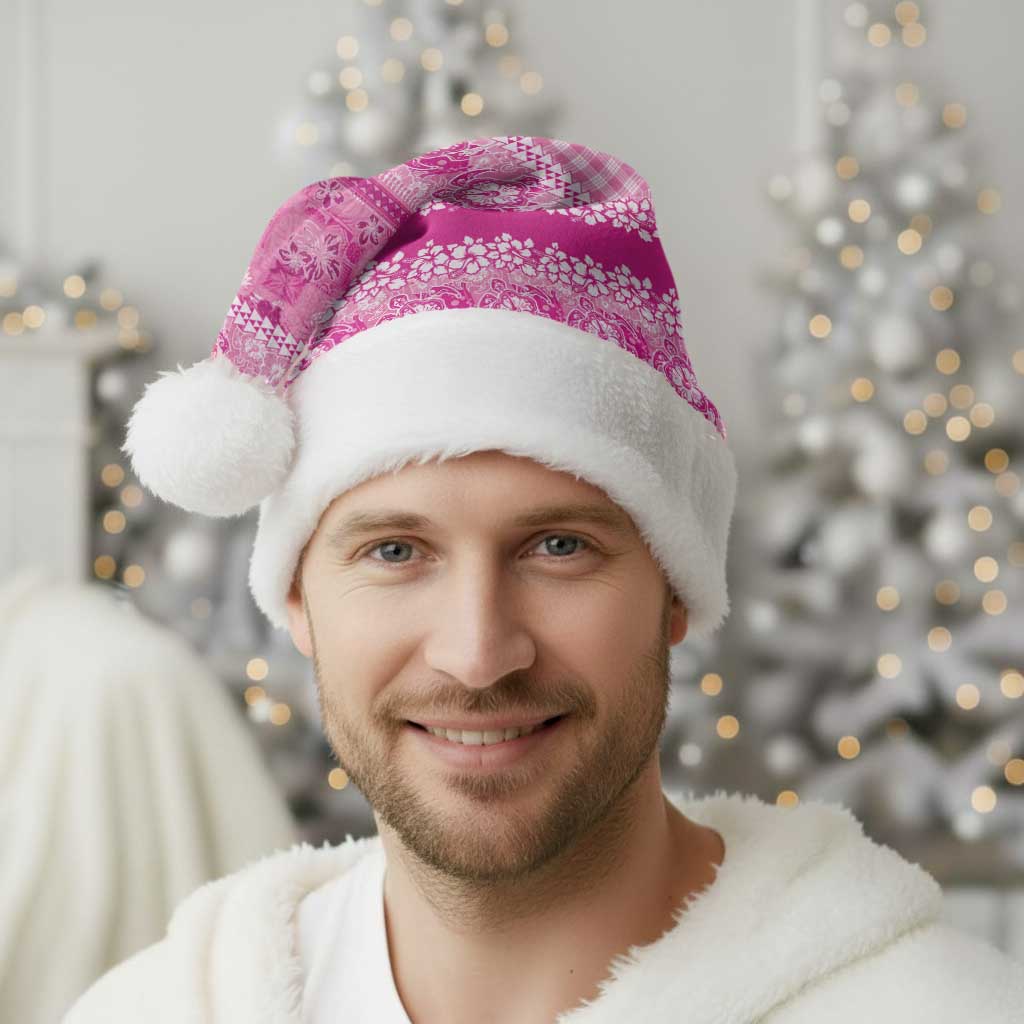 Hawaiian Hibiscus Honu Christmas Santa Hat Pink Mele Kalikimaka Palaka Spirit LT9 - Polynesian Pride