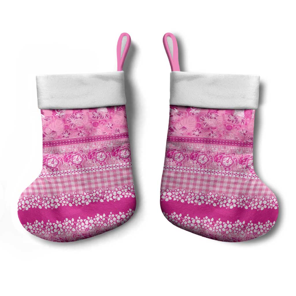 Hawaiian Hibiscus Honu Christmas Stocking Pink Mele Kalikimaka Palaka Spirit - Polynesian Pride