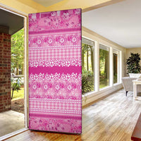 Hawaiian Hibiscus Honu Door Cover Pink Mele Kalikimaka Palaka Spirit LT9 - Polynesian Pride