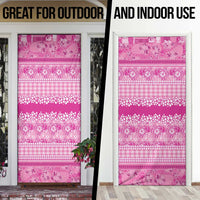 Hawaiian Hibiscus Honu Door Cover Pink Mele Kalikimaka Palaka Spirit LT9 - Polynesian Pride