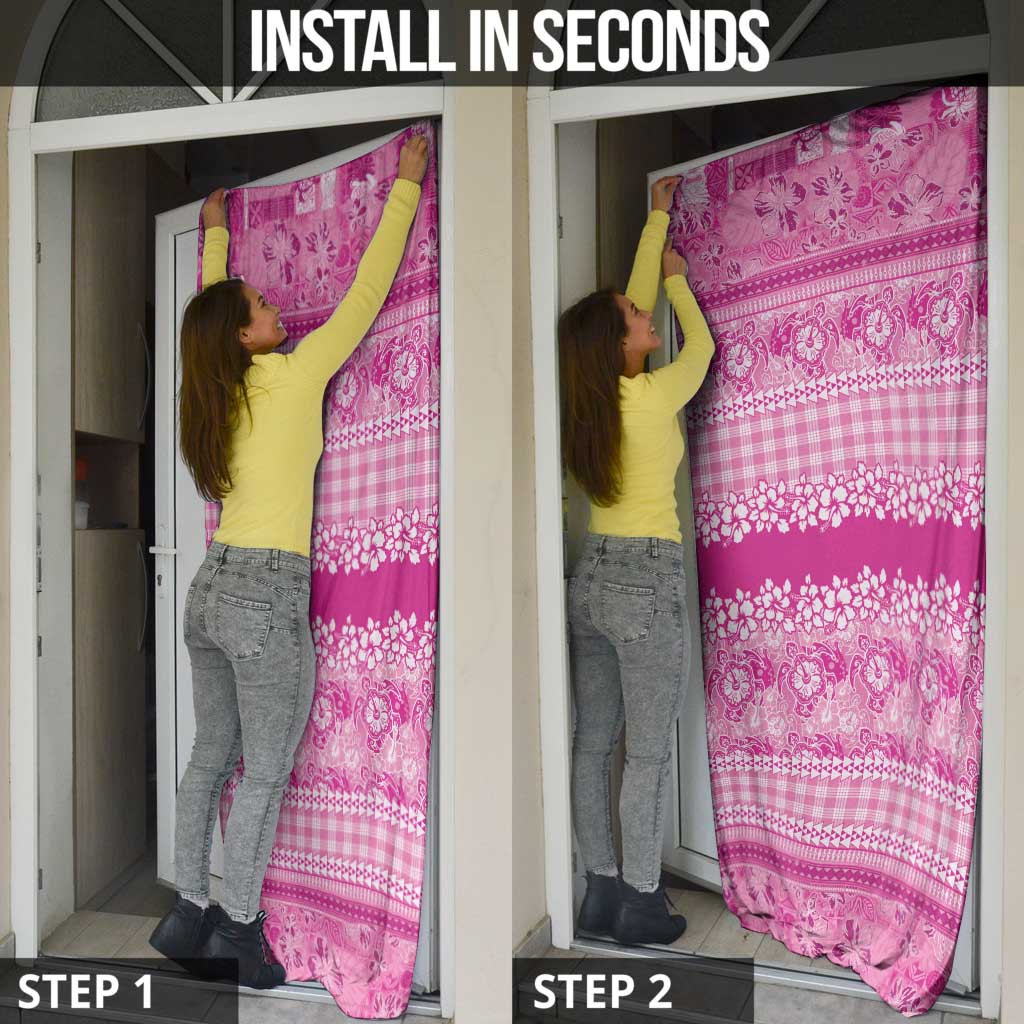 Hawaiian Hibiscus Honu Door Cover Pink Mele Kalikimaka Palaka Spirit LT9 - Polynesian Pride