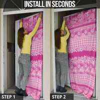Hawaiian Hibiscus Honu Door Cover Pink Mele Kalikimaka Palaka Spirit LT9 - Polynesian Pride