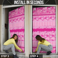 Hawaiian Hibiscus Honu Door Cover Pink Mele Kalikimaka Palaka Spirit LT9 - Polynesian Pride