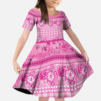 Hawaiian Hibiscus Honu Family Matching Puletasi and Hawaiian Shirt Pink Mele Kalikimaka Palaka Spirit LT9 Daughter's Dress Pink - Polynesian Pride