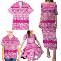 Hawaiian Hibiscus Honu Family Matching Puletasi and Hawaiian Shirt Pink Mele Kalikimaka Palaka Spirit LT9 - Polynesian Pride