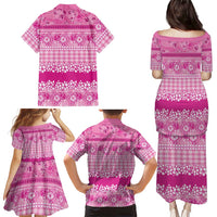 Hawaiian Hibiscus Honu Family Matching Puletasi and Hawaiian Shirt Pink Mele Kalikimaka Palaka Spirit LT9 - Polynesian Pride