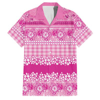Hawaiian Hibiscus Honu Family Matching Puletasi and Hawaiian Shirt Pink Mele Kalikimaka Palaka Spirit LT9 Dad's Shirt - Short Sleeve Pink - Polynesian Pride