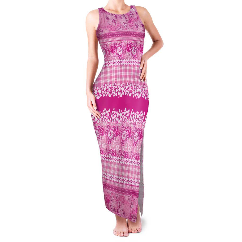 Hawaiian Hibiscus Honu Family Matching Tank Maxi Dress and Hawaiian Shirt Pink Mele Kalikimaka Palaka Spirit LT9 Pink - Polynesian Pride