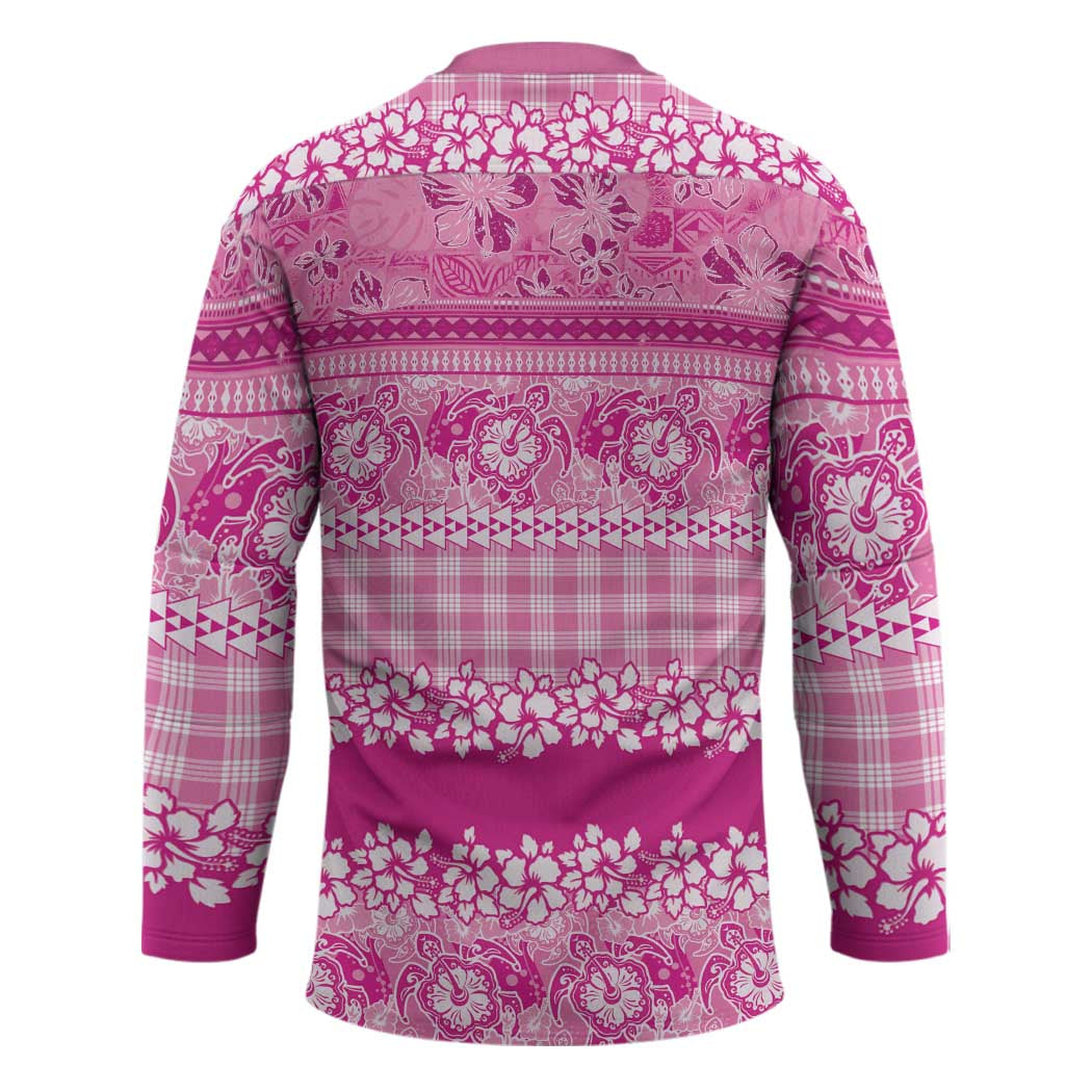 Hawaiian Hibiscus Honu Hockey Jersey Pink Mele Kalikimaka Palaka Spirit LT9 - Polynesian Pride