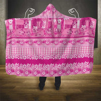 Hawaiian Hibiscus Honu Hooded Blanket Pink Mele Kalikimaka Palaka Spirit - Polynesian Pride