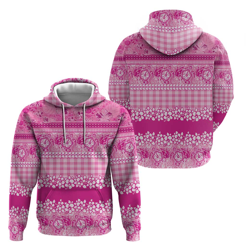 Hawaiian Hibiscus Honu Hoodie Pink Mele Kalikimaka Palaka Spirit LT9 - Polynesian Pride