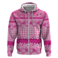 Hawaiian Hibiscus Honu Hoodie Pink Mele Kalikimaka Palaka Spirit LT9 Zip Hoodie Pink - Polynesian Pride