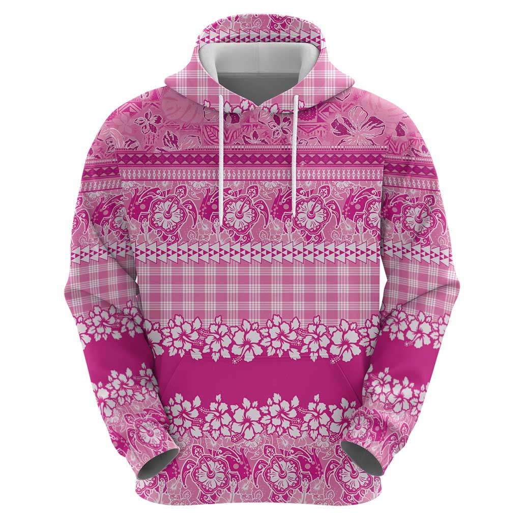 Hawaiian Hibiscus Honu Hoodie Pink Mele Kalikimaka Palaka Spirit LT9 - Polynesian Pride