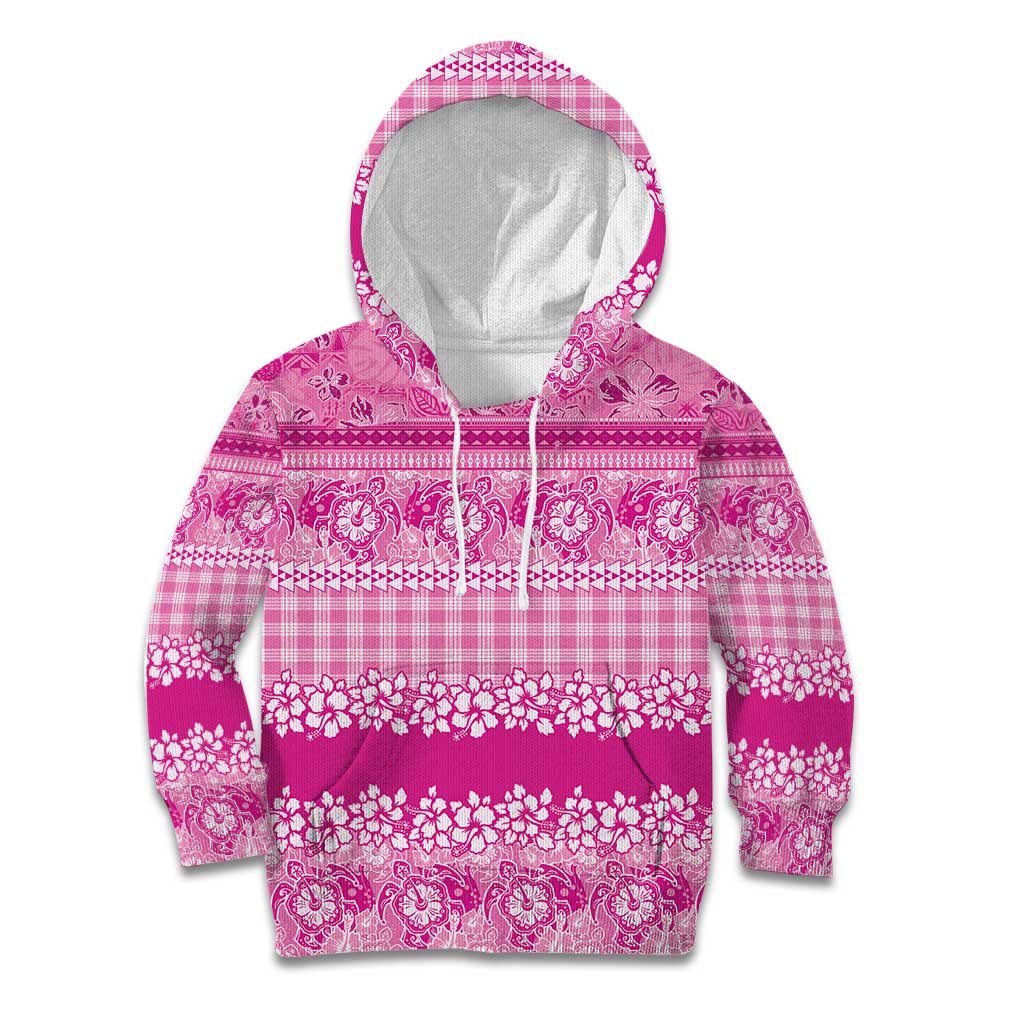 Hawaiian Hibiscus Honu Kid Hoodie Pink Mele Kalikimaka Palaka Spirit - Polynesian Pride