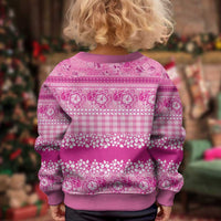 Hawaiian Hibiscus Honu Kid Ugly Christmas Sweater Pink Mele Kalikimaka Palaka Spirit LT9 - Polynesian Pride