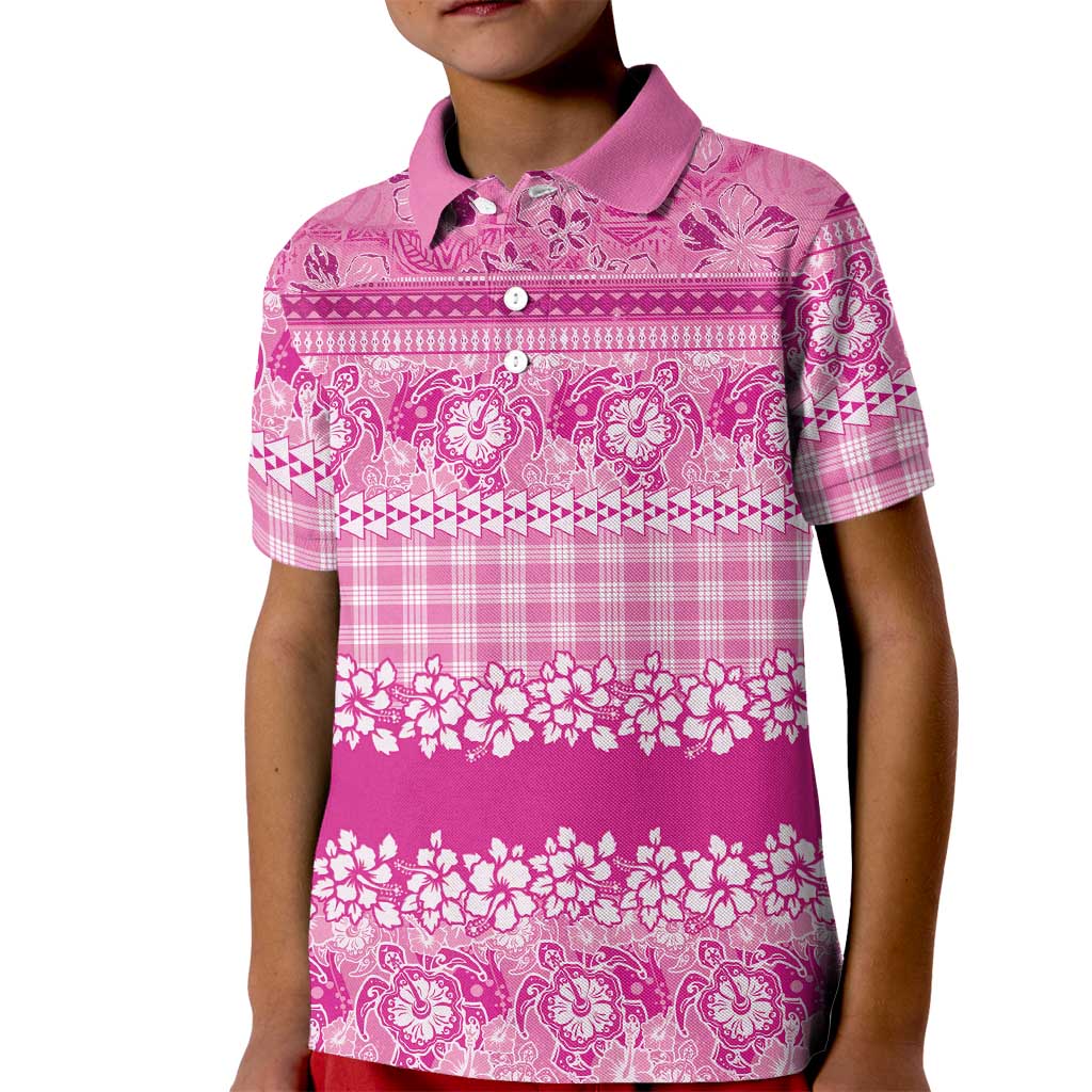 Hawaiian Hibiscus Honu Kid Polo Shirt Pink Mele Kalikimaka Palaka Spirit LT9 Kid Pink - Polynesian Pride